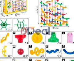 108 pcs Spellable Maze Roller Coaster Track Blocks Competition Set, Marble Track Game Set, Marble