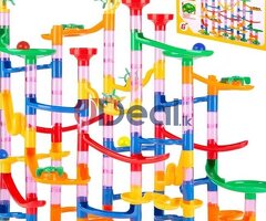 108 pcs Spellable Maze Roller Coaster Track Blocks Competition Set, Marble Track Game Set, Marble