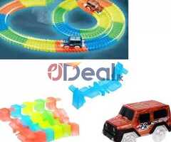 Magic Race Track Toys for Kids Bend Flex and Glow with LED Lights Racing Car (Multicolour)