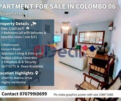 3BR apartment for sale in Wellawatte